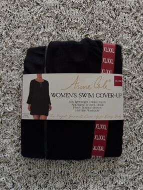 NWT NEW Black Anne Cole women's swim cover-up ~flounce sleeves WOMEN’S XL-XXL